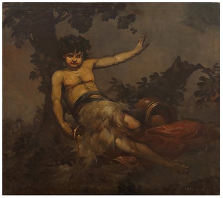 GIUSEPPE CALCAGNADORO Bacco, 1899 Olio su tela, 113 x 122 cm Firma in basso a...