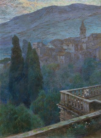GINO PICCIONI Villa d’Este - Mattino, Inizi XX secolo Pastello su cartoncino,...