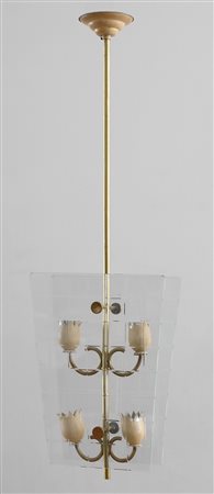 FONTANA ARTE Lanterna, Anni ‘40 Vetro e ottone, 98 x 27 cm