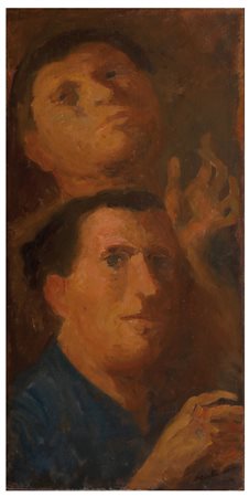 LUIGI MONTANARINI Doppio ritratto, 1939 Olio su tela, 71,2 x 35 cm Firma e...