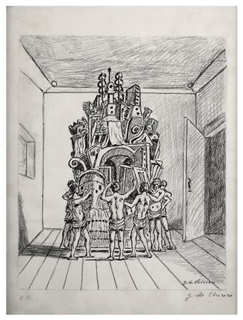 GIORGIO DE CHIRICO Il Trofeo, 1973 Litografia, 30,5 x 25 cm lastra; 37,5 x 29...
