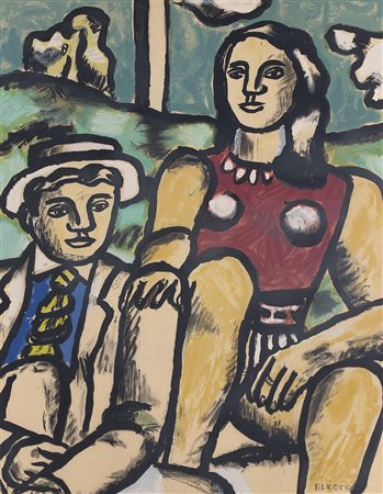 FERNAND LÉGER La coppia Litografia su carta, 54 x 42 cm Firma in basso a...