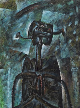 Gianni Dova (Roma 1925 - Milano 1991)"Personaggio ansioso" 1957smalto su...