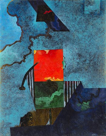 Gianni Dova (Roma 1925 - Milano 1991)"Riflessi nell'acqua" 1973olio su telacm...