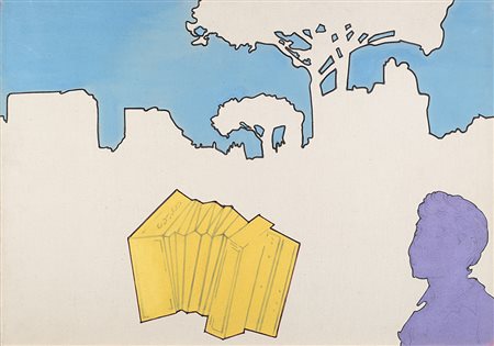 Renato Mambor (Roma 1936 - 2014)"Natura morta e paesaggio" 1965acrilico e...