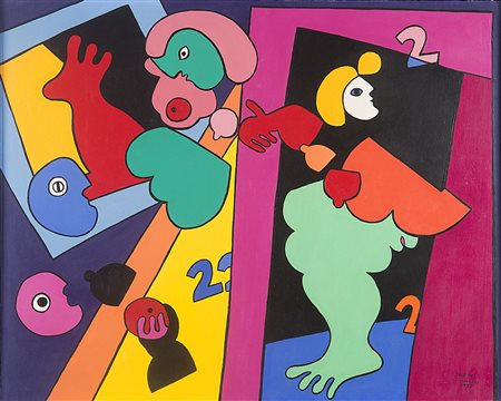 Jos├⌐ De Guimaraes (Guimaraes 1939)"Bar d'Anvers" 1975olio su telacm...