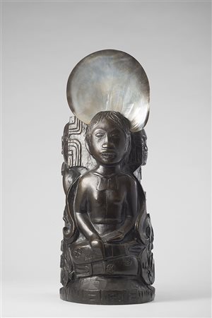 Paul Gauiguin "Idole ├á la coquille" scultura in bronzoh cm 36Iscritto con le...