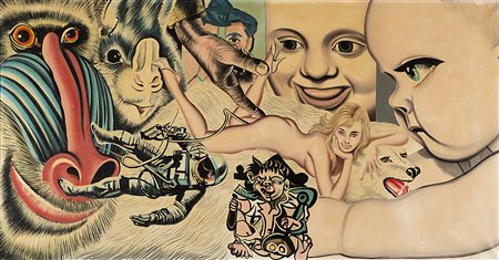 Gudmundur Errò (Olafsvik 1932)"The Birth of the Cosmonaut" 1967olio su telacm...