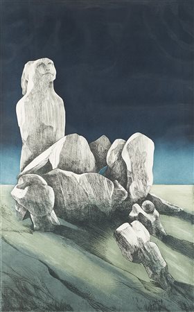 Giuliano Vangi (Barberino di Mugello 1931) "Notturno" 1990 acquaforte e...