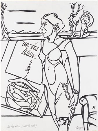 Valerio Adami (Bologna 1935) "An das Leben (verso la vita)" acrilico su carta...