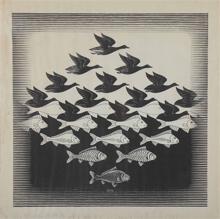 Maurits Cornelis Escher (1898-1972), Sky and Water I (Lucht en Water I), 1938...