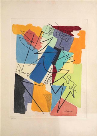 Gino Severini (1883-1966), Composizione, anni'50 litografia a colori su...