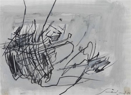 Emilio Scanavino (1922-1986), Senza titolo, 1952 tecnica mista su carta, cm...