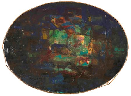 Enzo Brunori (1924-1993), Lo Squarcio, 1961 olio su tela, cm 47x63 firmato in...