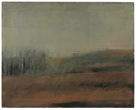 Giuseppe Ajmone (1923-2005), Inverno-primavera, 1964 olio su tela, cm 65x81...