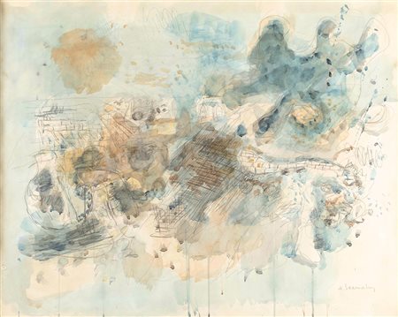 Avigdor Stematsky (1908-1989), Jerusalem acquerello su carta, cm 70x88...