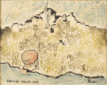 Tullio Pericoli (1936), Colli del tronto, 1964 tecnica mista su tavoletta, cm...