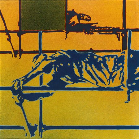 Giangiacomo Spadari (1938-1997), Costruttori, 1971 acrilico su tela, cm 75x75...