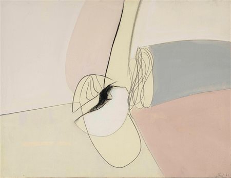 Renato Volpini (1934), Presenza, 1961 tecnica mista su carta intelata, cm...