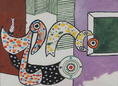 Alan Davie (1920-2014), Flight on the Flieblies n.1, 1972 tempera su carta,...