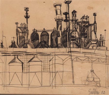 Franco Gentilini (1909-1981), Senza titolo, 1953 matita su carta, cm 29x33...