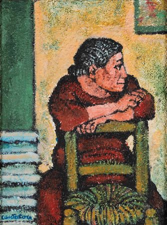 Domenico Cantatore (1906 - 1998), Donna del sud olio su tela, cm 40x30...