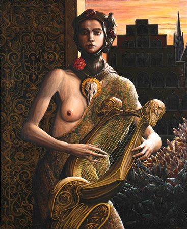 Claudio Abate (1943-2017), Anima Mundi, 1992 olio su tela, cm 110x90 firmato...