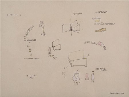 Gianfranco Baruchello (1924), Tipo per subacquei, 1977 matita su carta, cm...