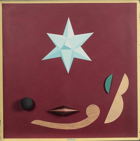 Lucio Del Pezzo (1933), La stella, 1989 collage tridimensionale, cm 85x85...