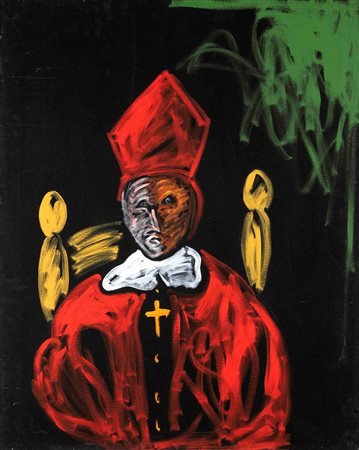Tano Festa (1938-1988), Cardinale, 1985-1986 acrilico su tela, cm 100x80...