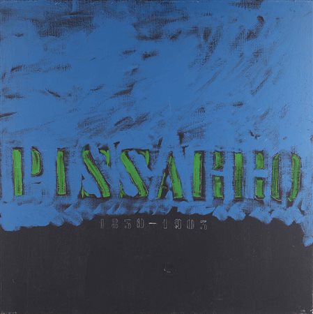 Tano Festa (1938-1988), Pissarro 1981 olio su tela, cm 100x100 firmato e...