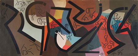 Madi Hussein (1938), Senza titolo, 1968 carta applicata su tavola, cm 390x160...