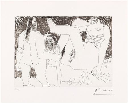 Pablo Picasso (1881-1973), Senza titolo, 1971, acquaforte su carta, cm 15x21...