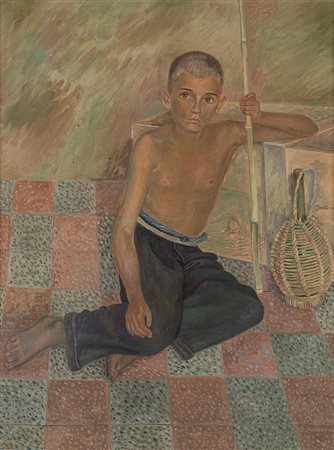 Gino Severini (1883-1966), Pastorello seduto, 1939, olio su tavola, cm...