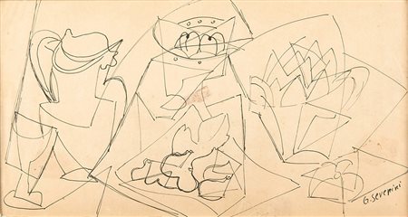 Gino Severini (1883-1966), Studio preparatorio per Figues sur papier rose,...