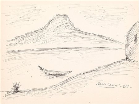 Carlo Carrà (1881-1966), Senza titolo, 1963, inchiostro su carta, cm 25,5x32...