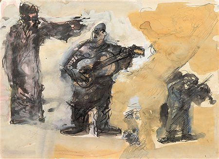 Mario Sironi (1885-1961), Composizione con figure di musici, testa e busto...