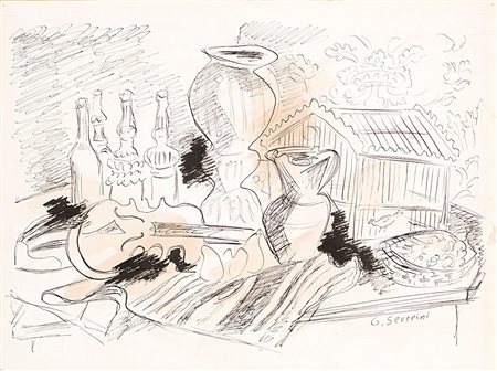 Gino Severini (1883-1966), Studio per Natura Morta con gabbia verde, 1942,...