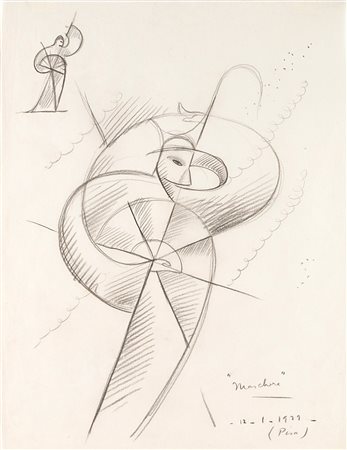 Thayaht (1893-1959), Maschera, 1929, matita su carta, cm 29x22,5 Titolato e...