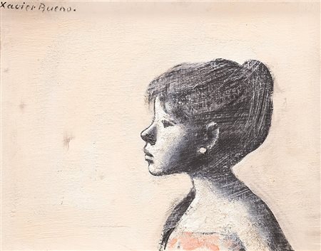 Xavier Bueno (1915-1979), Ragazza, 1967, olio su cartone, cm 30x39,5 Firmato...