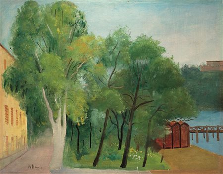 Umberto Lilloni (1898-1980), Alberi a Sestri Levante, 1935, olio su tela , cm...
