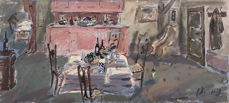 Filippo De Pisis (1896-1956), Interno con la tavola, olio su tavola, cm...