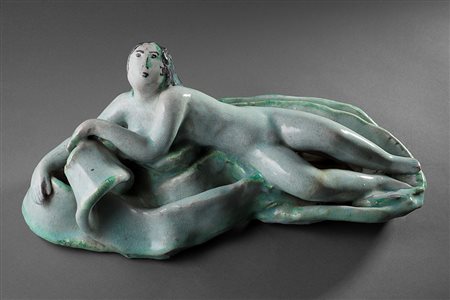 Arturo Martini (1889-1947), Donna sdraiata, 1929-1930, ceramica policroma ,...