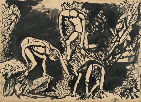 Renato Guttuso (1911-1987), Senza titolo (Solfatara), 1949, china su carta...