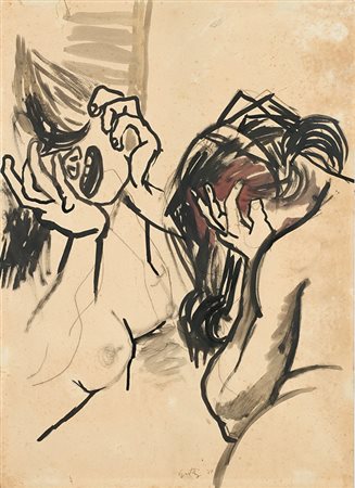 Renato Guttuso (1911-1987), Donne che piangono, 1940, china su carta, cm...