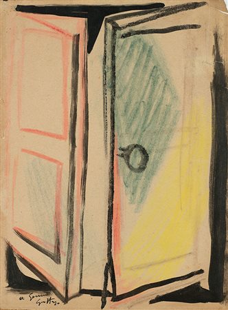 Renato Guttuso (1911-1987), Senza titolo (Porta), 1947 , acquerello e tecnica...