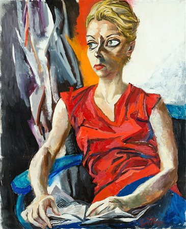 Renato Guttuso (1911-1987), Ritratto di Genni De Ponti, 1960, olio su tela,...
