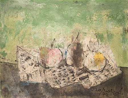 Franco Rognoni (1913-1999), Natura morta, 1972, tecnica mista su tela, cm...