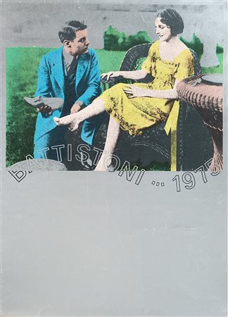 Mario Schifano (1934-1998), Battistoni, 1975, serigrafia su carta argento, cm...