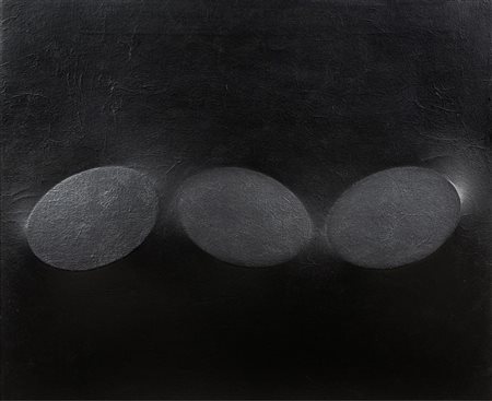 Turi Simeti (1929), Tre ovali neri, 1988, acrilico su tela sagomata, cm...